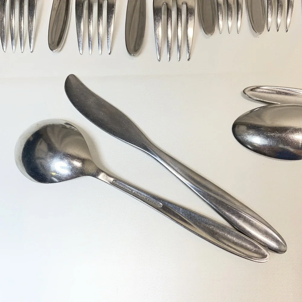International Deluxe Stainless Flatware CHRISTIANIA‎ 36 Pc Forks Spoons Etc Lot
